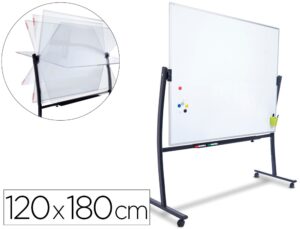 Quadro branco rocada aco lacado magnetico moldura aluminio dupla face giratorio curve 120x180 cm