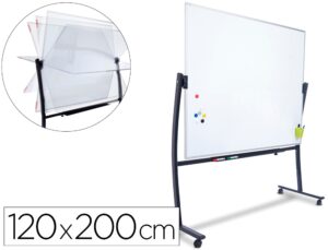 Quadro branco rocada aco lacado magnetico moldura aluminio dupla face giratorio curve 120x200 cm