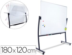 Quadro branco rocada aco vitrificado magnetico moldura aluminio dupla face giratorio curve 120x180 cm