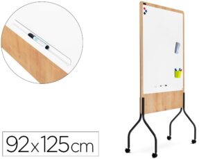 Quadro branco rocada dupla face lacado magnetico placa melamina carvalho base com 4 rodas 100x120 cm