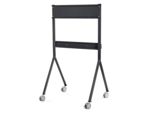 Suporte movel rocada para monitores interativos 65" a 86" estrutura tubo aco 4 rodas com travao 750x650x1800 mm