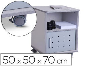 Mesa auxiliar rocada rd-4030 para fotocopiadoras/fax melamina com rodas e porta metalica cor cinza 50x50x70 cm