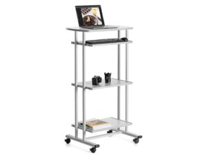 Mesa computador rocada rd-5220 estrutura metalica bandejas regulaveis em altura com teclado removivel 680x490x1260 mm