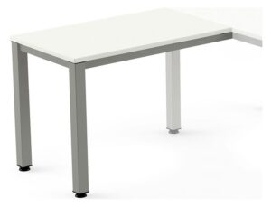 Ala para mesa rocada serie executive 60x100 cm direita ou esquerda acabamento ad04 aluminio/branco