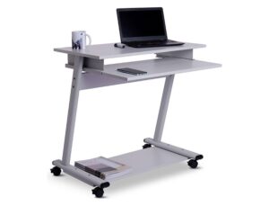 Mesa computador rocada rd-9100 sistema bloqueio com rodas estrutura metalica com bandeja teclado removivel