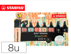 Marcador fluorescente stabilo boss pastel 70 nature colors estojo de 8 unidades cores sortidas