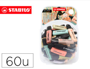 Marcador fluorescente stabilo boss pastel 70 nature colors boiao de 60 unidades cores sortidas