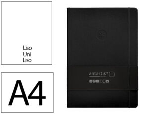 Caderno com elastico antartik notes capa dura a4 liso preto 100 folhas 80 gr fsc