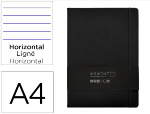 Caderno com elastico antartik notes capa dura a4 pautado preto 100 folhas 80 gr fsc