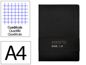 Caderno com elastico antartik notes capa dura a4 quadriculado preto 100 folhas 80 gr fsc