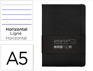 Caderno com elastico antartik notes capa dura a5 pautado preto 100 folhas 80 gr fsc