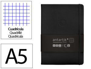Caderno com elastico antartik notes capa dura a5 quadriculado preto 100 folhas 80 gr fsc