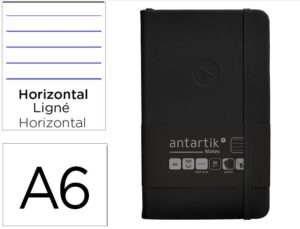 Caderno com elastico antartik notes capa dura a6 pautado preto 100 folhas 80 gr fsc