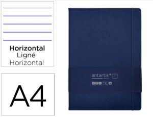 Caderno com elastico antartik notes capa dura a4 pautado azul marinho 100 folhas 80 gr fsc