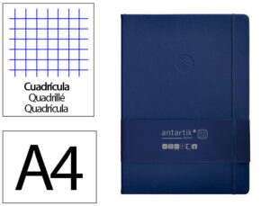 Caderno com elastico antartik notes capa dura a4 quadriculado azul marinho 100 folhas 80 gr fsc