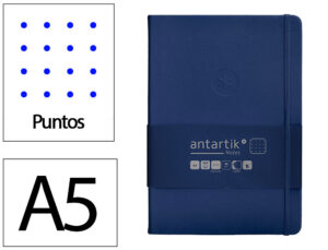 Caderno com elastico antartik notes capa dura a5 pontilhado azul marinho 100 folhas 80 gr fsc