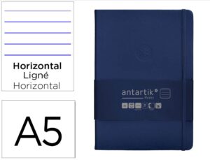 Caderno com elastico antartik notes capa dura a5 pautado azul marinho 100 folhas 80 gr fsc