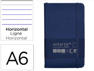 Caderno com elastico antartik notes capa dura a6 pautado azul marinho 100 folhas 80 gr fsc