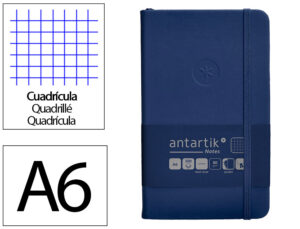Caderno com elastico antartik notes capa dura a6 quadriculado azul marinho 100 folhas 80 gr fsc
