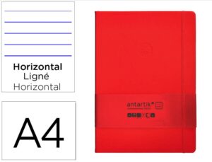 Caderno com elastico antartik notes capa dura a4 pautado vermelho 100 folhas 80 gr fsc