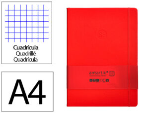Caderno com elastico antartik notes capa dura a4 quadriculado vermelho 100 folhas 80 gr fsc