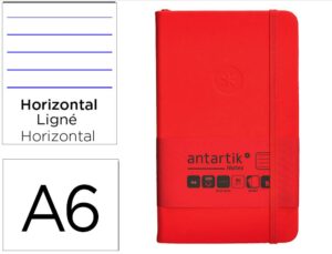 Caderno com elastico antartik notes capa dura a6 pautado vermelho 100 folhas 80 gr fsc