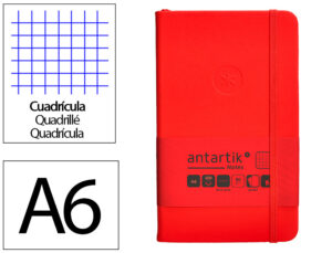 Caderno com elastico antartik notes capa dura a6 quadriculado vermelho 100 folhas 80 gr fsc