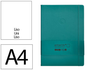 Caderno com elastico antartik notes capa dura a4 liso verde agua-marinha 100 folhas 80 gr fsc