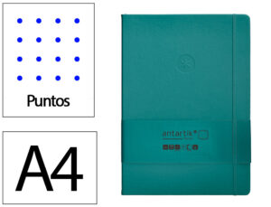 Caderno com elastico antartik notes capa dura a4 pontilhado verde agua-marinha 100 folhas 80 gr fsc