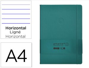 Caderno com elastico antartik notes capa dura a4 pautado verde agua-marinha 100 folhas 80 gr fsc
