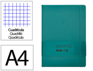Caderno com elastico antartik notes capa dura a4 quadriculado verde agua-marinha 100 folhas 80 gr fsc