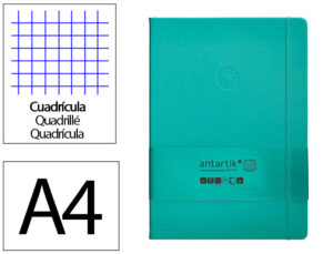 Caderno com elastico antartik notes capa dura a4 quadriculado turquesa 100 folhas 80 gr fsc