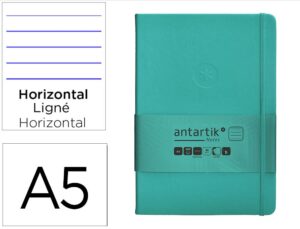 Caderno com elastico antartik notes capa dura a5 pautado turquesa 100 folhas 80 gr fsc