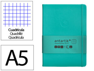 Caderno com elastico antartik notes capa dura a5 quadriculado turquesa 100 folhas 80 gr fsc