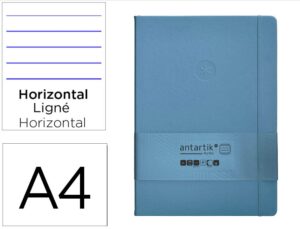 Caderno com elastico antartik notes capa dura a4 pautado azul claro 100 folhas 80 gr fsc