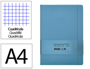Caderno com elastico antartik notes capa dura a4 quadriculado azul claro 100 folhas 80 gr fsc