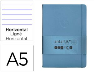 Caderno com elastico antartik notes capa dura a5 pautado azul claro 100 folhas 80 gr fsc