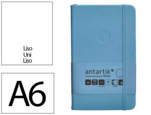 Caderno com elastico antartik notes capa dura a6 liso azul claro 100 folhas 80 gr fsc