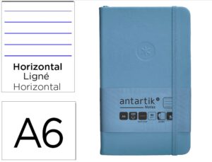 Caderno com elastico antartik notes capa dura a6 pautado azul claro 100 folhas 80 gr fsc