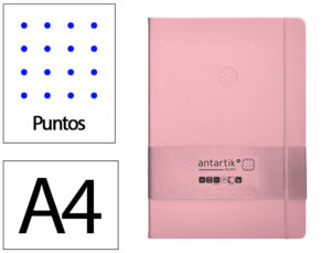 Caderno com elastico antartik notes capa dura a4 pontilhado rosa pastel 100 folhas 80 gr fsc