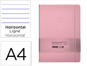 Caderno com elastico antartik notes capa dura a4 pautado rosa pastel 100 folhas 80 gr fsc