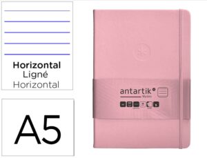 Caderno com elastico antartik notes capa dura a5 pautado rosa pastel 100 folhas 80 gr fsc