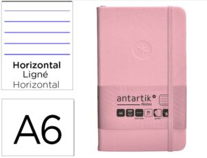 Caderno com elastico antartik notes capa dura a6 pautado rosa pastel 100 folhas 80 gr fsc