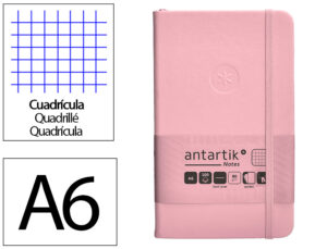 Caderno com elastico antartik notes capa dura a6 quadriculado rosa pastel 100 folhas 80 gr fsc