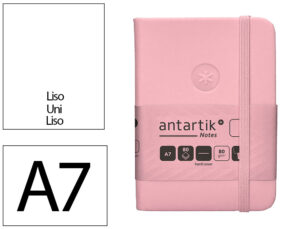 Caderno com elastico antartik notes capa dura a7 liso rosa pastel 80 folhas 80 gr fsc