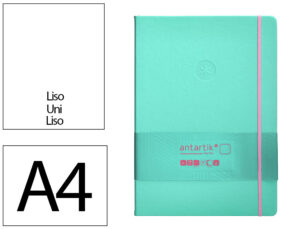Caderno com elastico antartik notes capa dura a4 liso rosa e turquesa 100 folhas 80 gr fsc