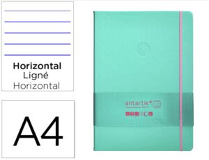 Caderno com elastico antartik notes capa dura a4 pautado rosa e turquesa 100 folhas 80 gr fsc
