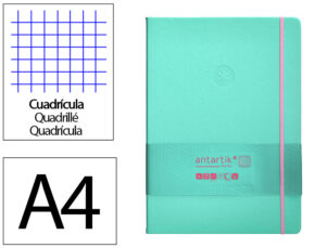 Caderno com elastico antartik notes capa dura a4 quadriculado rosa e turquesa 100 folhas 80 gr fsc
