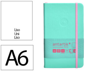 Caderno com elastico antartik notes capa dura a6 liso rosa e turquesa 100 folhas 80 gr fsc