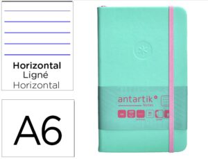Caderno com elastico antartik notes capa dura a6 pautado rosa e turquesa 100 folhas 80 gr fsc